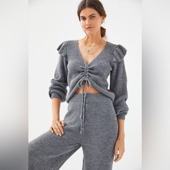 NWT Anthropologie Daily Practice Ruffled Knit Lounge Set - Picture 2 of 12